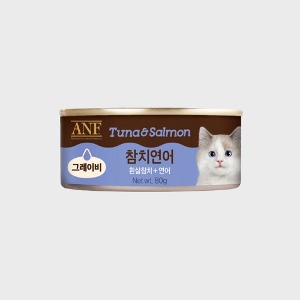 [유통기한 2024.09.26.] ANF 캣푸드 고양이캔 흰살참치+연어 (그레이비) 80g 